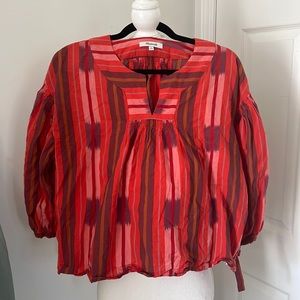 Madewell Ikat Cotton Peasant Popover Blouse Tunic size Medium EUC